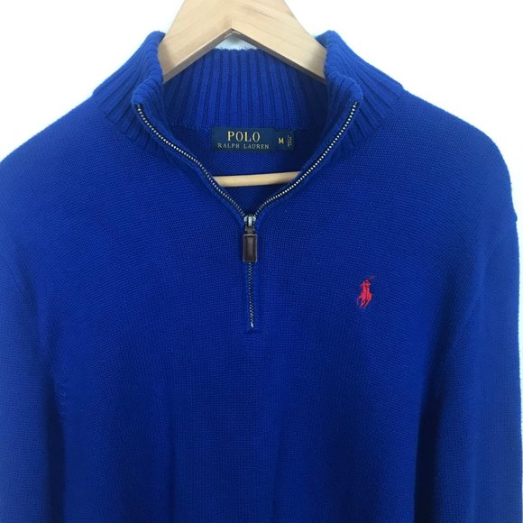 Polo Ralph Lauren Other - Polo Ralph Lauren Blue M Cotton 1/4 Zip  Sweater